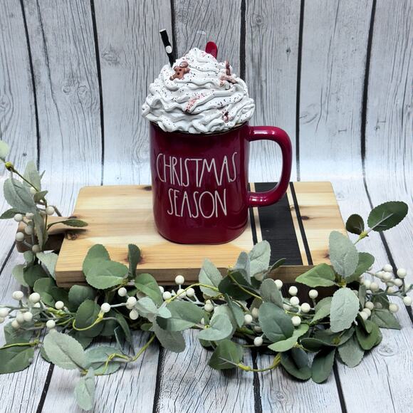 Rae Dunn Christmas Season Mug w/Handmade Faux Whipped Topping - Picture 1 of 2